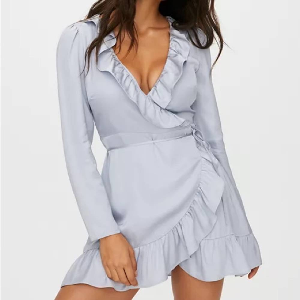 Aritzia Sunday Best Taro Mini Wrap Dress Silk